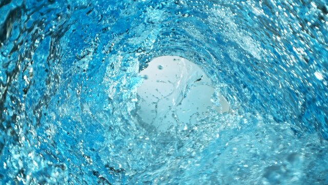 Texture of splashing water surface, tunnel shape.