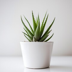 Serenity in Miniature: Minimalistic Succulent Plant in a White Bowl. Generative AI