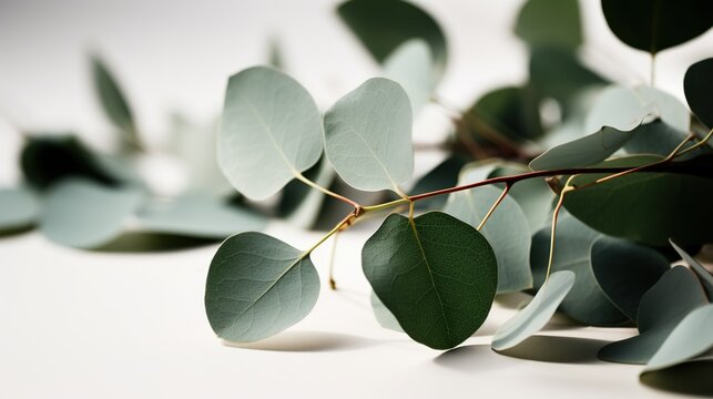 Serenity in Simplicity: Minimalistic Eucalyptus Leaves. Generative AI