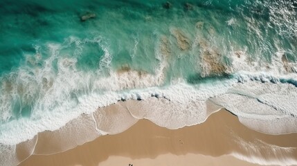 Seaside Serenity: Aerial View of Majestic Ocean and Golden Beaches. Generative AI