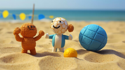 Fototapeta na wymiar friends day by the sea toys.