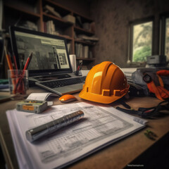 Fototapeta premium helmet and projects tools