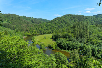 View on the semois river from a viewpoint in the Belgian Ardennes 