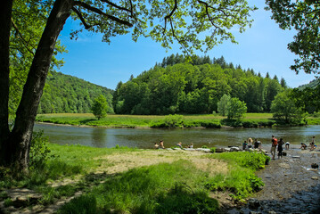 The beautiful semois river in the Belgian Ardennes on a beautiful summerday 