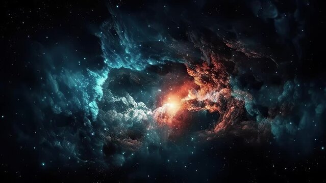 Galaxy and Nebula. Abstract space background. Endless universe with stars and galaxies in outer space. Cosmos art. Motion design.
