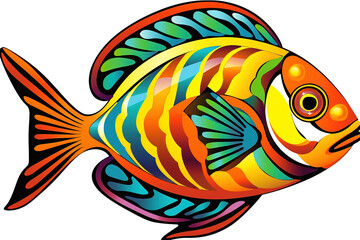 Rainbow Swirl fish. Transparent background. generative AI