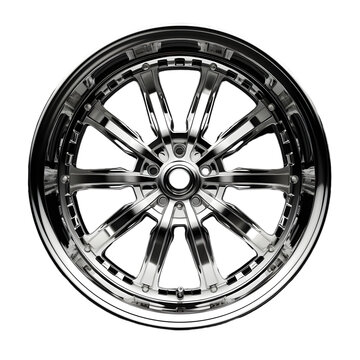 top view chrome rims, isolated on white transparent background 