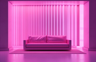 Pink empty room mockup. Illustration AI Generative.