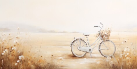 Fototapeta na wymiar A bike in summer meadow. Illustration Generative AI.