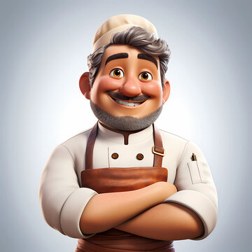 Mascote cozinheiro 3d chefe de cozinha