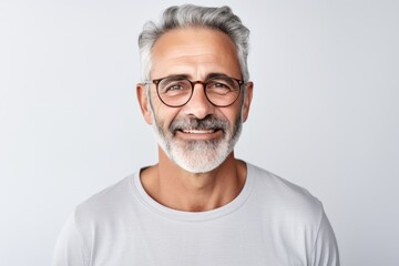 Smiling older man portrait. Illustration AI Generative.
