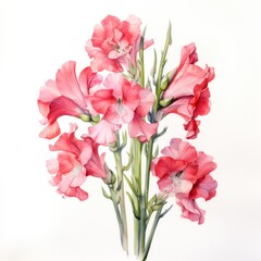 Obraz premium Gladioli watercolor flowers. Illustration AI Generative.