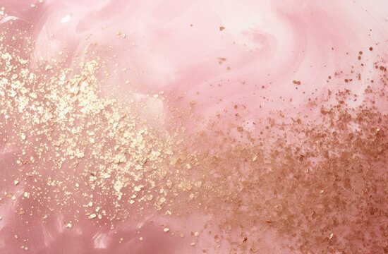 Pink background with golden glitter. Illustration AI Generative.