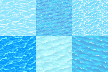 Sea waves seamless pattern collection. - 617154101