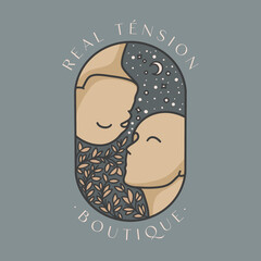 Medieval logo design, feminine logo, woman logotype, celestial element, moon design