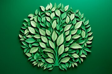 Hands of Change: A Paper-Cut Image of a Green Leaf Surrounded by Interlocking Hands. Generative AI Art Illustration