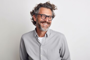 Smiling older man portrait. Illustration AI Generative.