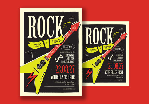 Black Retro Rock Fest Poster Layout