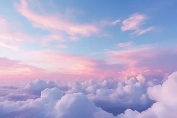 Foto op Canvas Clouds in the sky, aerial blue and pink clouds sky texture in the sky gradient © PixelGuru
