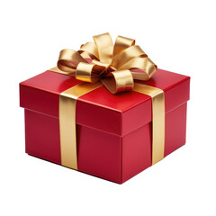 Obraz premium Red gift box isolated on transparent background. Generative ai