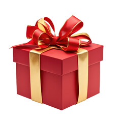 Obraz premium Red gift box isolated on transparent background. Generative ai