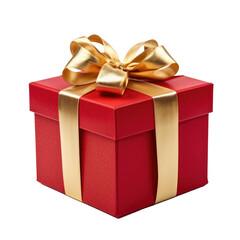 Obraz premium Red gift box isolated on transparent background. Generative ai