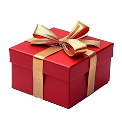 Red gift box isolated on transparent background. Generative ai
