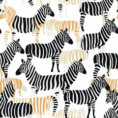 Fototapeta na wymiar A Continuous Repeating Tile Pattern of Minimal Zebras Design | Generative AI