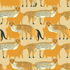 A Continuous Repeating Tile Pattern of Minimal Cheetahs Design | Generative AI