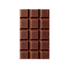 Bar of chocolate on a white background, top view, on a white background. Cut out background. Generative AI.
