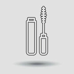 Mascara icon. Fine line. Vector on grey background