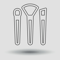 Makeup brush icon . Fine line. Vector on gray background