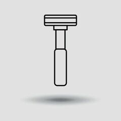 Razor icon. Thin line. Vector on gray background