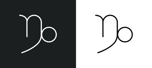 capricorn line icon in white and black colors. capricorn flat vector icon from capricorn collection for web, mobile apps and ui.