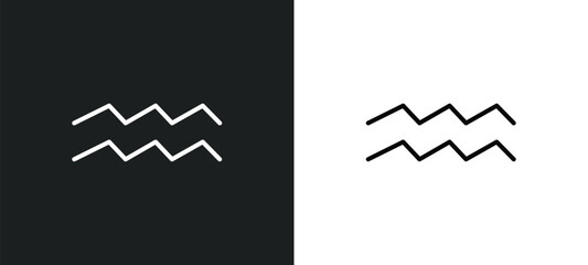 aquarius line icon in white and black colors. aquarius flat vector icon from aquarius collection for web, mobile apps and ui.