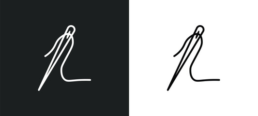 needle line icon in white and black colors. needle flat vector icon from needle collection for web, mobile apps and ui.