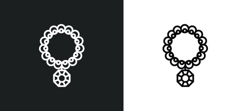 necklace line icon in white and black colors. necklace flat vector icon from necklace collection for web, mobile apps and ui.