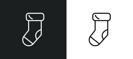 christmas sock line icon in white and black colors. christmas sock flat vector icon from christmas sock collection for web, mobile apps and ui.