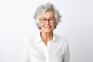 Beautiful person smiling in front of a white background ai generated