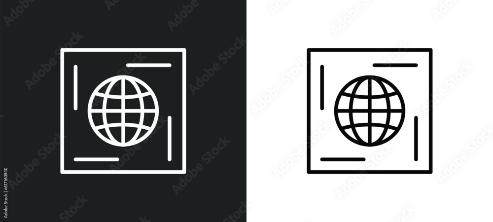 Poster world wide web on grid line icon in white and black colors. world wide web on grid flat vector icon 