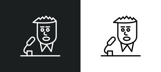 newscaster line icon in white and black colors. newscaster flat vector icon from newscaster collection for web, mobile apps and ui.