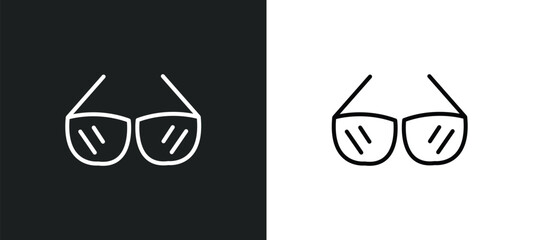 circular glasses line icon in white and black colors. circular glasses flat vector icon from circular glasses collection for web, mobile apps and ui.