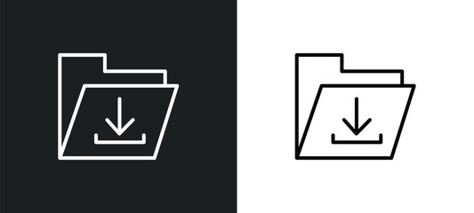 download file line icon in white and black colors. download file flat vector icon from download file collection for web, mobile apps and ui.