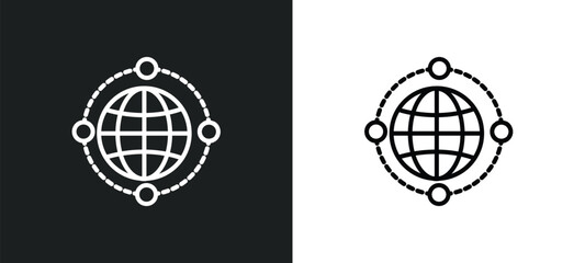 world web line icon in white and black colors. world web flat vector icon from world web collection for mobile apps and ui.