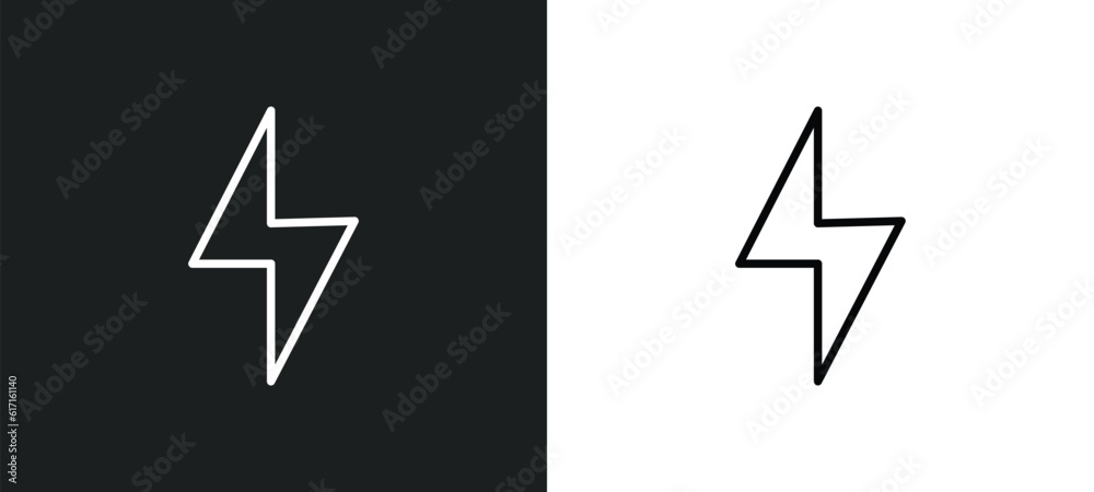 Poster lightning line icon in white and black colors. lightning flat vector icon from lightning collection 