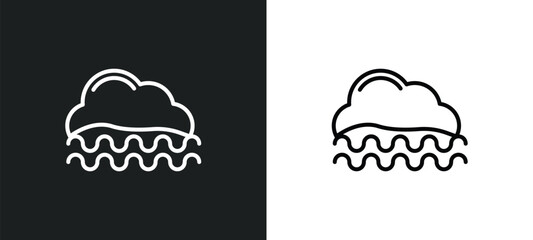 foggy line icon in white and black colors. foggy flat vector icon from foggy collection for web, mobile apps and ui.