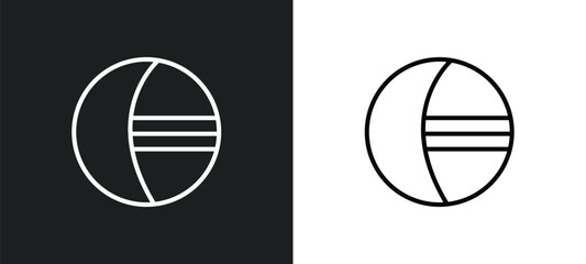 eclipse line icon in white and black colors. eclipse flat vector icon from eclipse collection for web, mobile apps and ui.