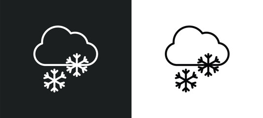 snowy line icon in white and black colors. snowy flat vector icon from snowy collection for web, mobile apps and ui.