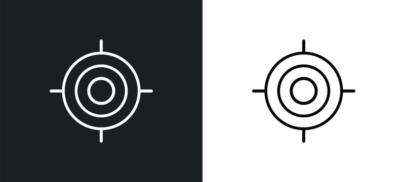 shooting target line icon in white and black colors. shooting target flat vector icon from shooting target collection for web, mobile apps and ui.