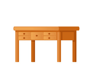 Wooden table with drawer furniture for personal things placing vector illustration illustration isolated on white background